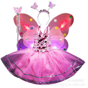 Halloween children's butterfly wings luminous toy four-piece dress