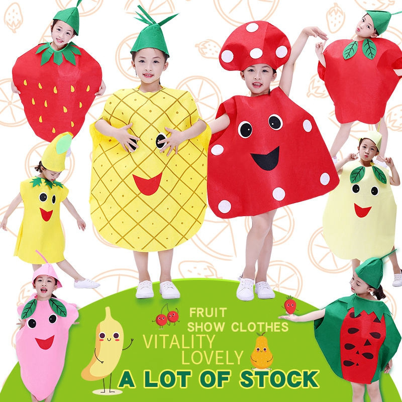 New Product Wholesale Kids Funny Fruit Costume Halloween Party Cosplay Fancy Dress Vegetables Pumpkin Stage Performance Costume