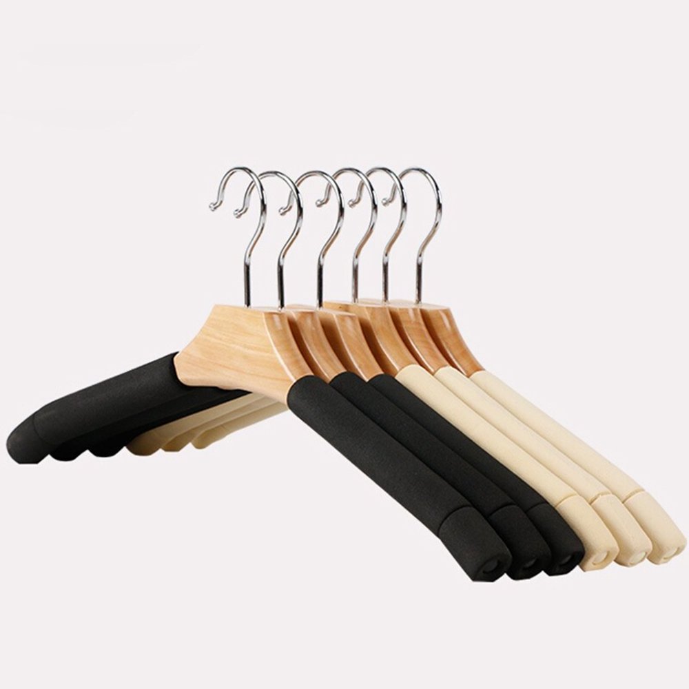 New Design Man Lady Clothes Shirt Dress Sweater Non-slip Sponge Covered Wooden Hanger With Foam