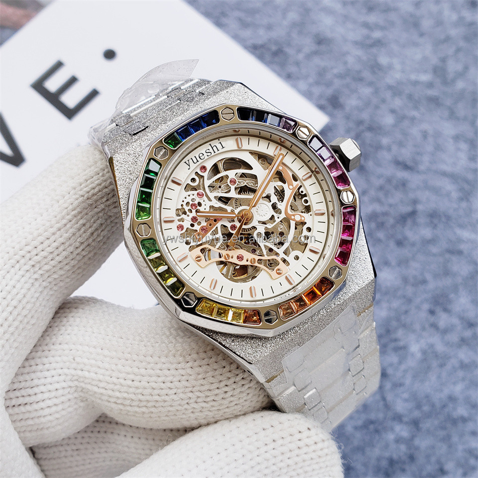 Frost shell popular automatic mechanical frosting popular business popular hexagonal hollow fully automatic mechanical watch