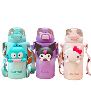 wholesale Cute Stainless Steel Insulated Cup Portable Children's Water Cup with Silicone Straw and Carrying String bulk