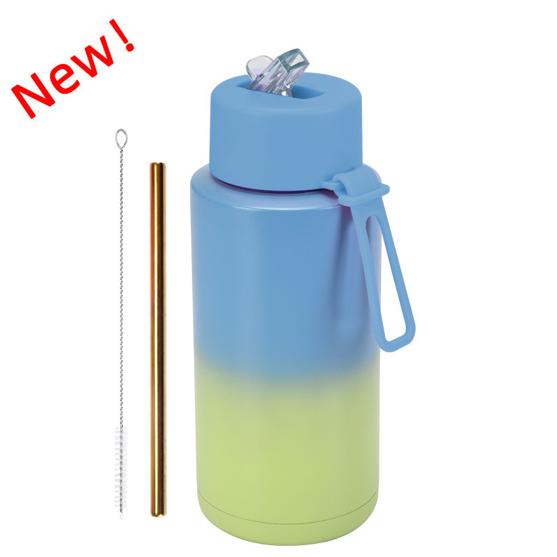 34 oz Double Wall Thermos 1 Liter Stainless Steel Bottle Insulated Metal Water Bottle with Straw Lid