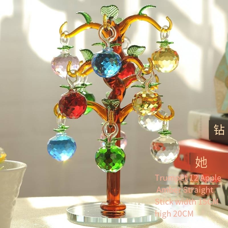 Wholesale K9 Crystal Apple Tree Artificial Crystal Glass Apple Tree Home Decoration Souvenirs Gifts Glass Craft Gift