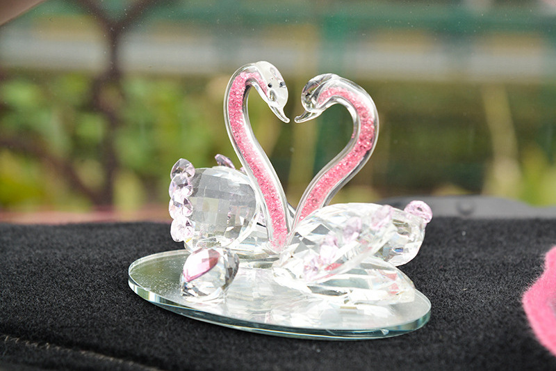 Crystal Ornaments Souvenir Home Wedding Decoration K9 Crystal Swan Custom Logo Crystal Swan Figurine