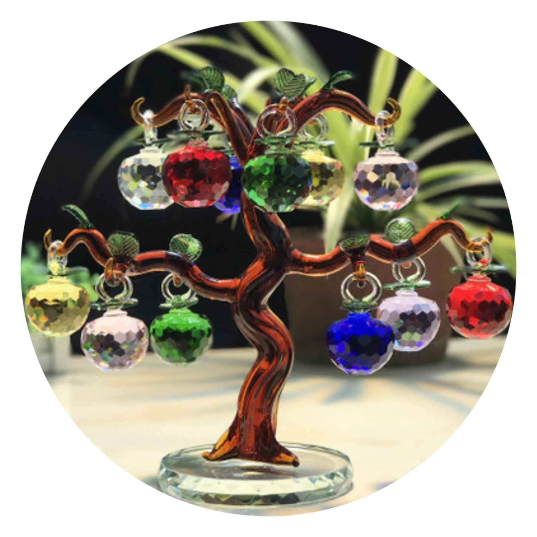 Wholesale K9 Crystal Apple Tree Artificial Crystal Glass Apple Tree Home Decoration Souvenirs Gifts Glass Craft Gift