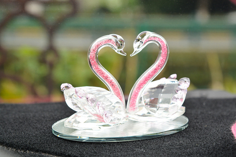 Crystal Ornaments Souvenir Home Wedding Decoration K9 Crystal Swan Custom Logo Crystal Swan Figurine