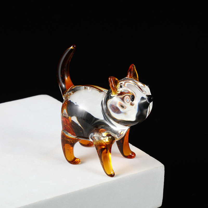 Crystal crafts and ornaments Wangwang Puppy coloured glaze ornaments Home Decoration Souvenirs Glass Craft Gift