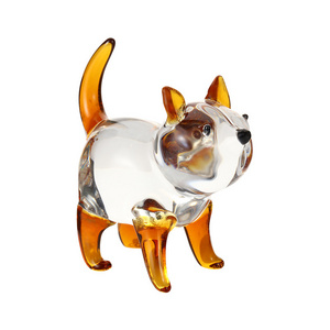 Crystal crafts and ornaments Wangwang Puppy coloured glaze ornaments Home Decoration Souvenirs Glass Craft Gift