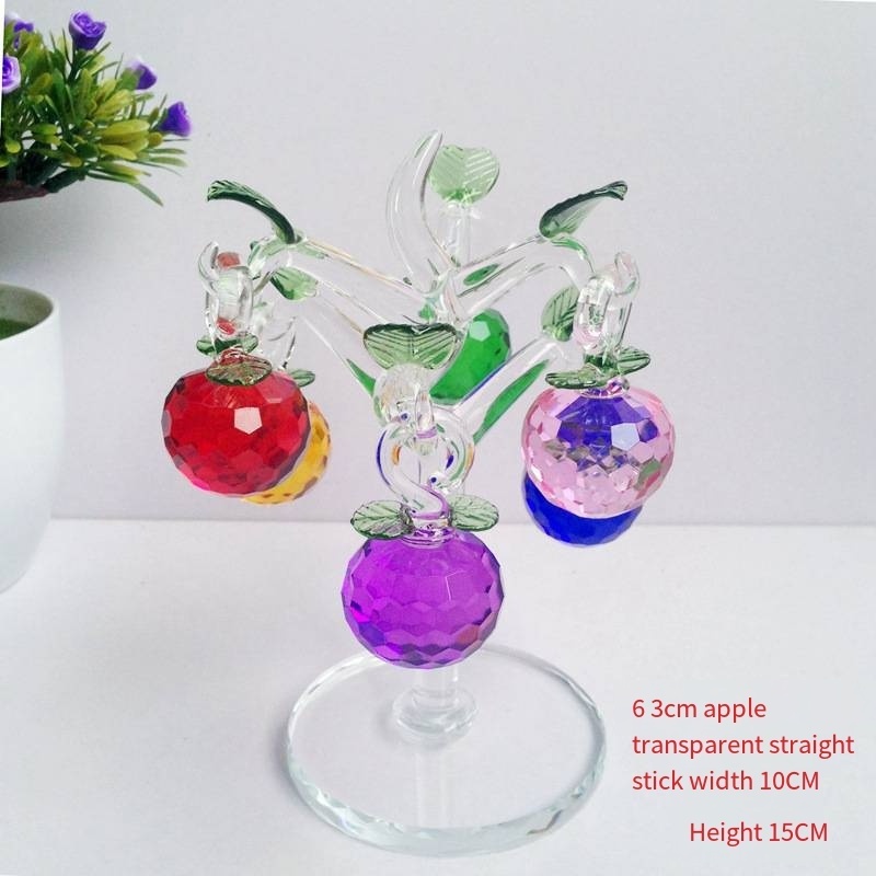 Wholesale K9 Crystal Apple Tree Artificial Crystal Glass Apple Tree Home Decoration Souvenirs Gifts Glass Craft Gift