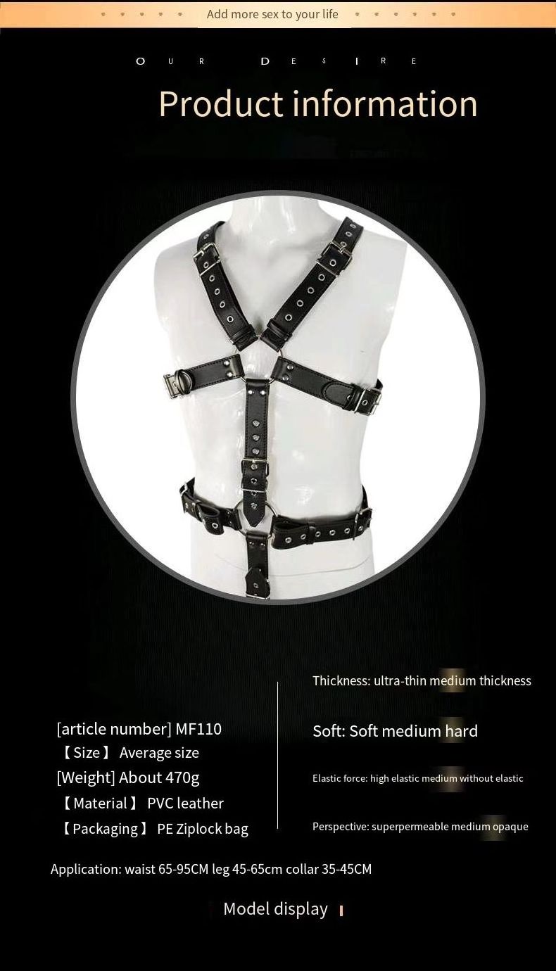 Sexy Men Bdsm Bondage Underwears night entertainment venue Black Pu Leather Strap Harness Belt Lingerie Slave Body Harness