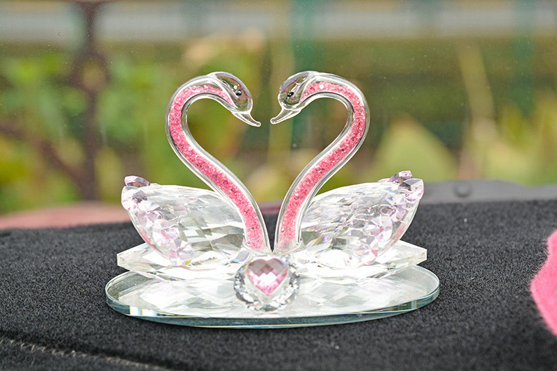 Crystal Ornaments Souvenir Home Wedding Decoration K9 Crystal Swan Custom Logo Crystal Swan Figurine