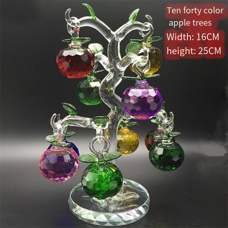 Wholesale K9 Crystal Apple Tree Artificial Crystal Glass Apple Tree Home Decoration Souvenirs Gifts Glass Craft Gift