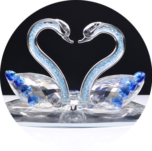 Crystal Ornaments Souvenir Home Wedding Decoration K9 Crystal Swan Custom Logo Crystal Swan Figurine