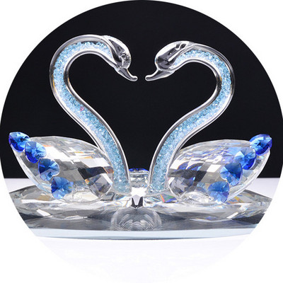 Crystal Ornaments Souvenir Home Wedding Decoration K9 Crystal Swan Custom Logo Crystal Swan Figurine