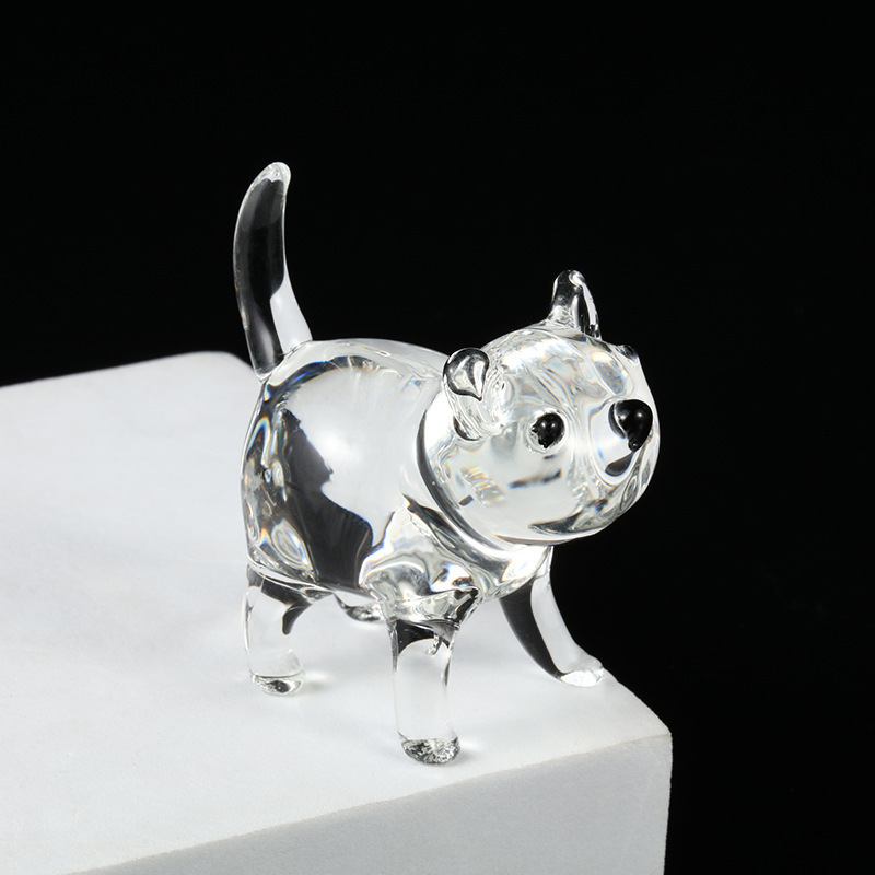 Crystal crafts and ornaments Wangwang Puppy coloured glaze ornaments Home Decoration Souvenirs Glass Craft Gift