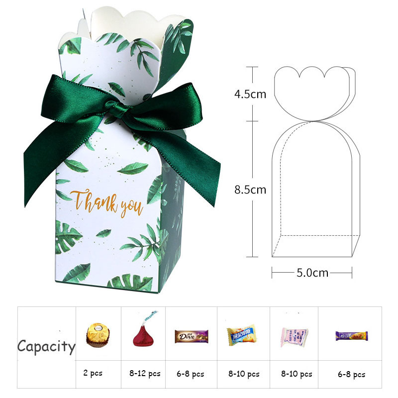 Green Paper Candy Boxes Gift Bag Wedding Gift Box Baby Shower Favors Birthday Party Christmas Paper Box