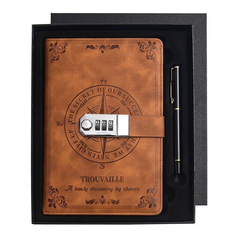 New design exquisite notebook retro password book A5 with lock for students campus diary notebook