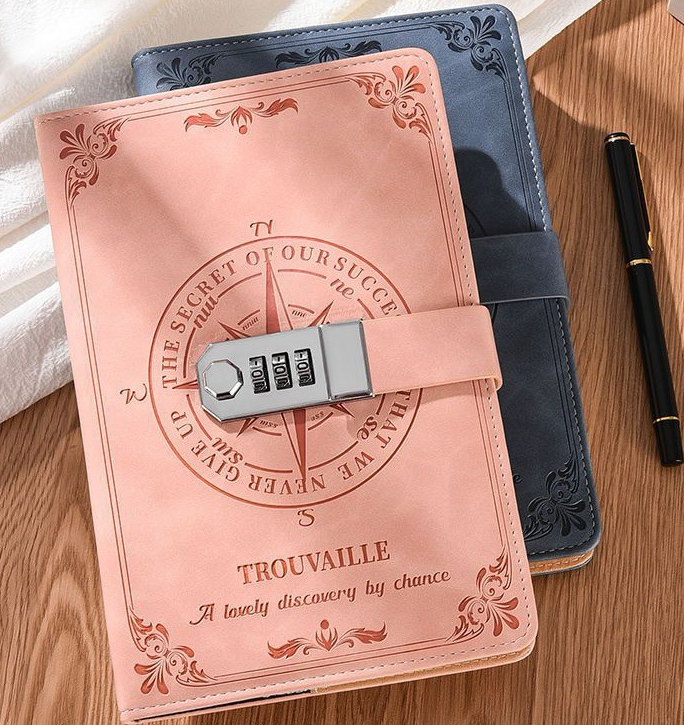 New design exquisite notebook retro password book A5 with lock for students campus diary notebook