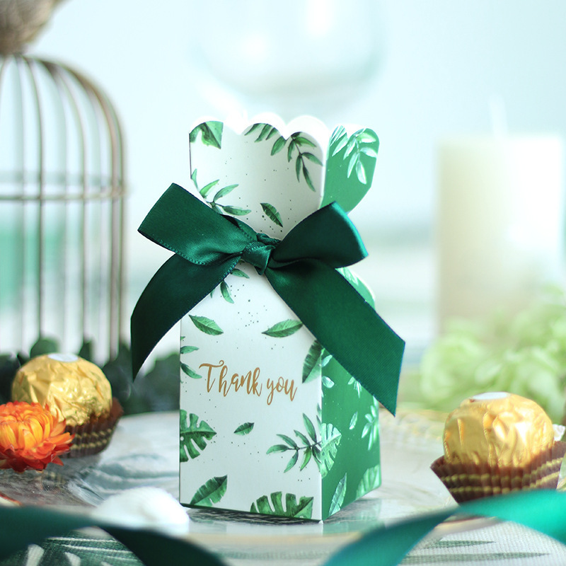 Green Paper Candy Boxes Gift Bag Wedding Gift Box Baby Shower Favors Birthday Party Christmas Paper Box