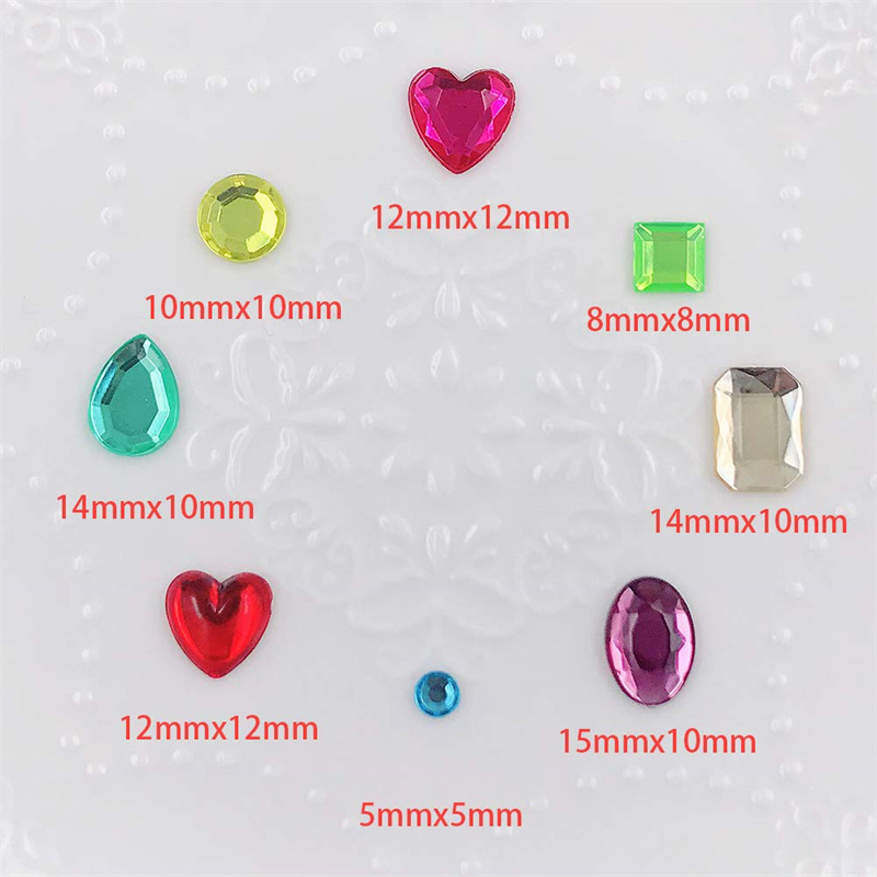 Wholesale Shiny Acrylic Pear Drop Oval Square Heart Colorful Rhinestone Stick On Jewels