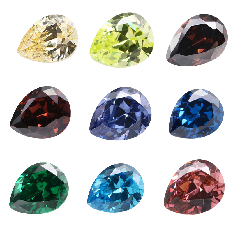 Wholesale 3D colorful gemstone drop pear zircon 10*14mm cubic Zirconia for Nail rhinestones Glue On Loose Crystal Stone