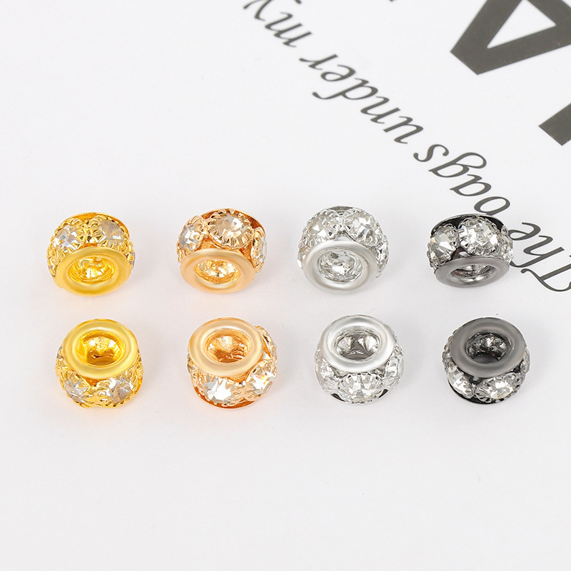 8mm 10mm 12mm DIY Jewelry Bracelet Accessories Beaded Large Hole Copper Beads Diamond Hollow - Out Beads