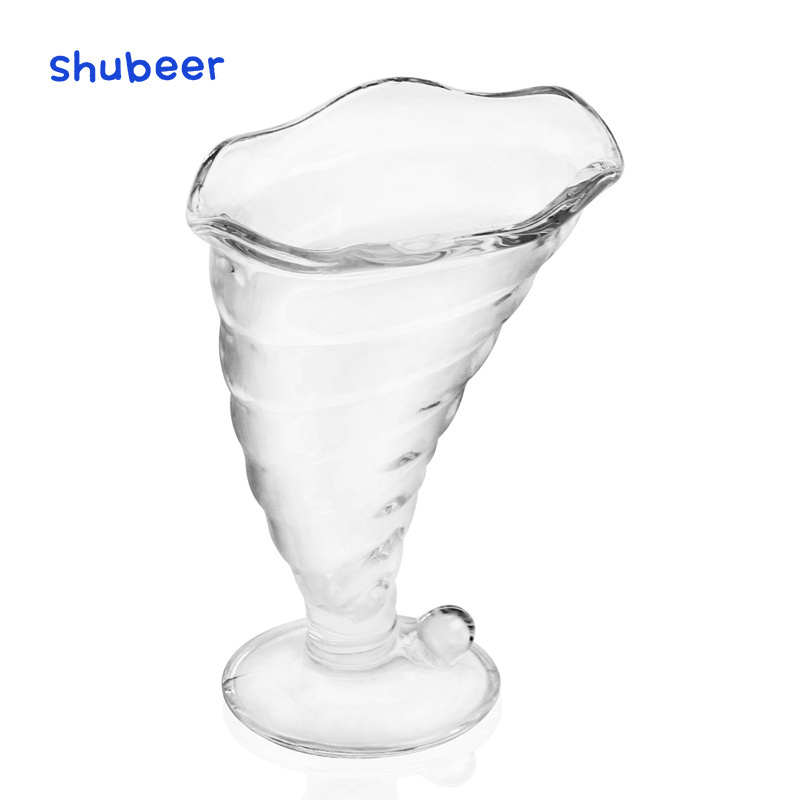 Wholesale glass ice cream goblets tall dessert bowls clear glassware