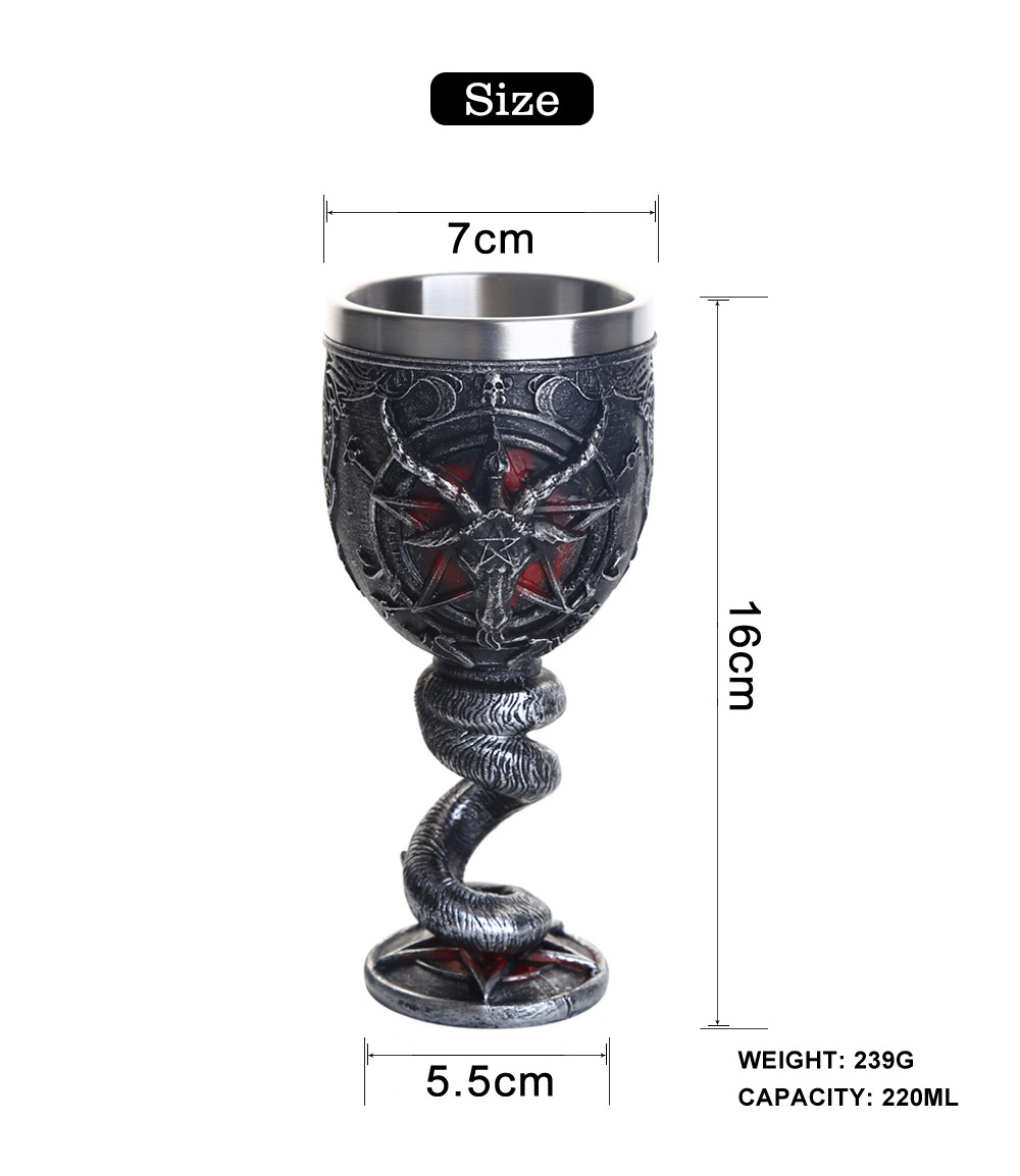 New double-layer resin stainless steel claw handle mug and goblet 3D sheep head water cup