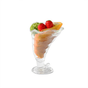 Wholesale glass ice cream goblets tall dessert bowls clear glassware