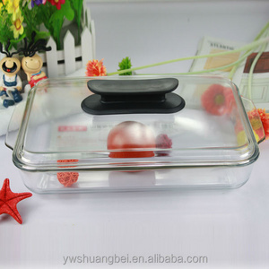 3L Square Cookware Tempered Glass Plate Baking Heat Resistant Glass Food Container With Lid