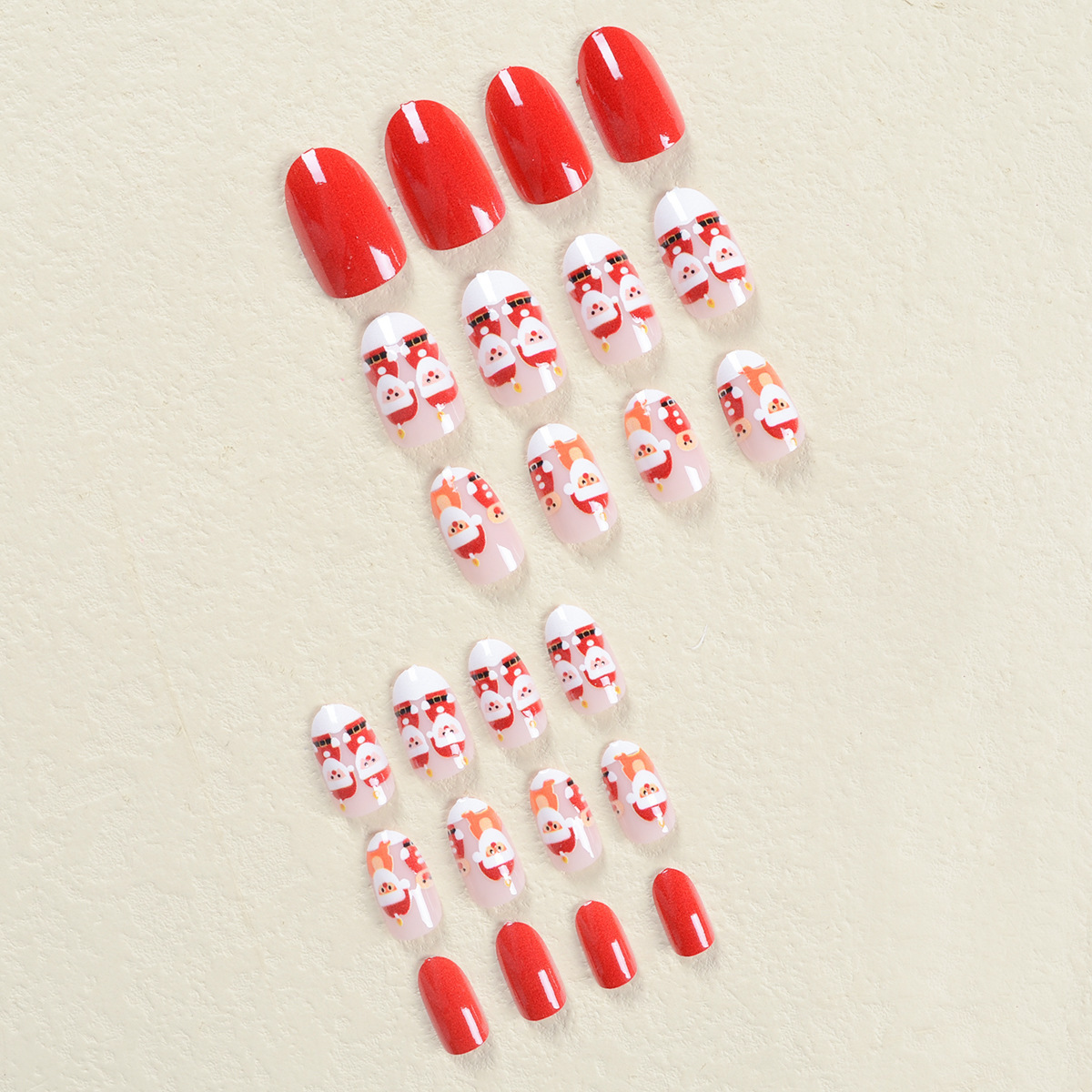 Best Selling Cute Cartoon Father Christmas Luxury Fake Nails Art Christmas Artificial Fingernails Press On Nail Short