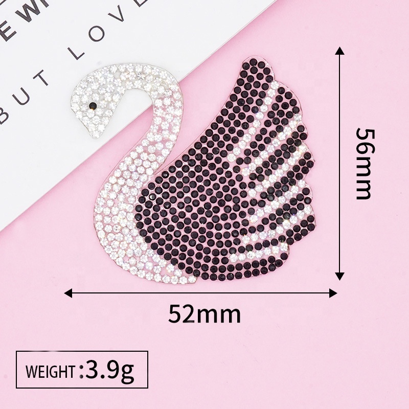 Wholesale Fashion DIY Clothing Accessory Iron On Hot Melt Black Glitter Crystal Rhinestone Letter Applique Patch