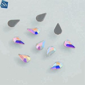 Hot Sell Glass Material 5*8mm  Drop Crystal AB Rhinestones Hot Fix Flatback Stone