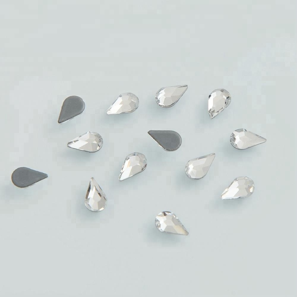 Hot Sell Glass Material 5*8mm  Drop Crystal AB Rhinestones Hot Fix Flatback Stone