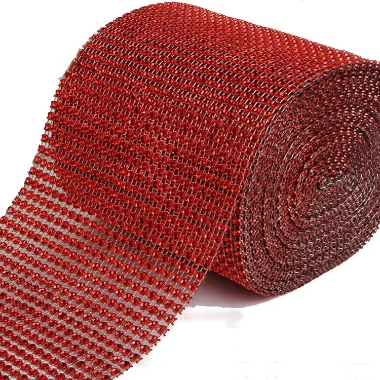 Wholesale Ribbon Trimming Plastic Rhinestone Decorative Diamond Mesh Wrap 24line Acrylic Sparkle Diamond