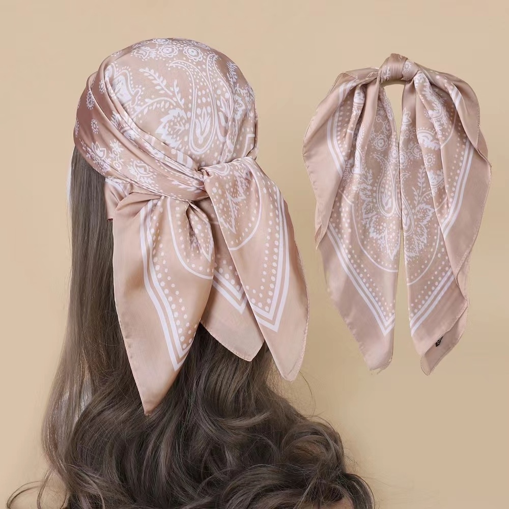 Shuoyang Factory 2023 New Europe America Cashew Silk Scarf Simple Stewardess Fashion Hairband Small Square Scarf Women's