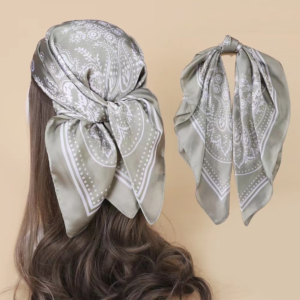 Shuoyang Factory 2023 New Europe America Cashew Silk Scarf Simple Stewardess Fashion Hairband Small Square Scarf Women's