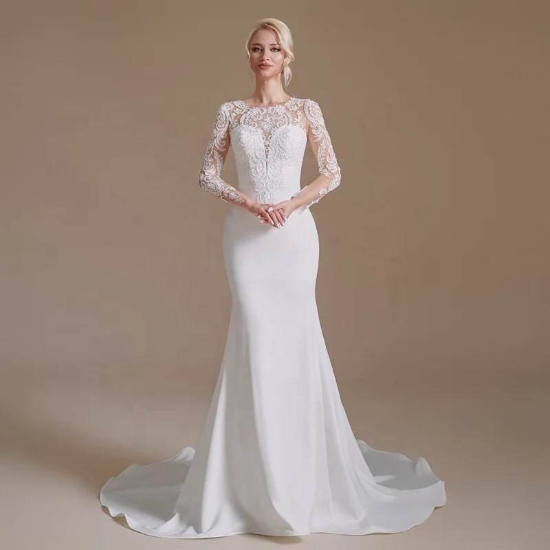 Factory Direct High Quality New Arrival Mermaid Wedding Dresses Bridal Gown With Long Sleeve 2023