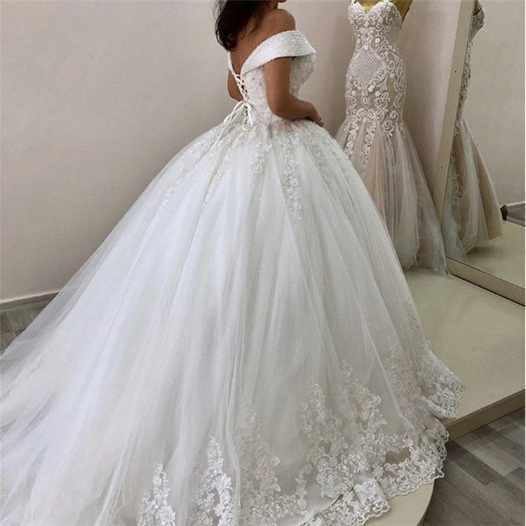 2022 new arrival off shoulder ball gown bridal dresses girl wedding dress