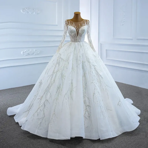 2023 new vintage high quality beaded bling bling wedding dress ball gown princess african wedding dress