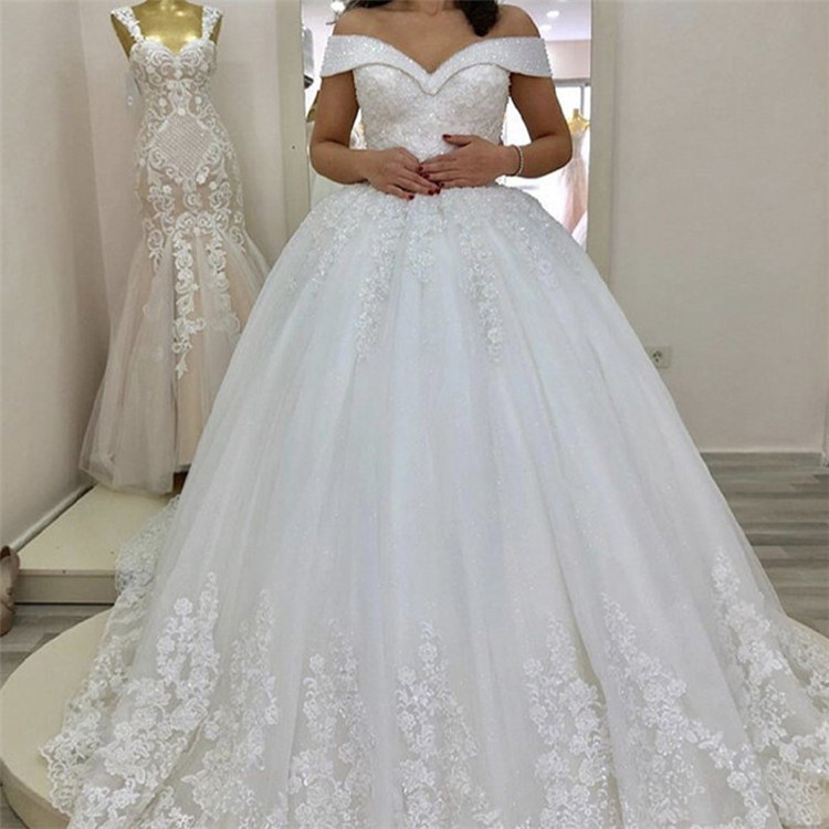 2022 new arrival off shoulder ball gown bridal dresses girl wedding dress