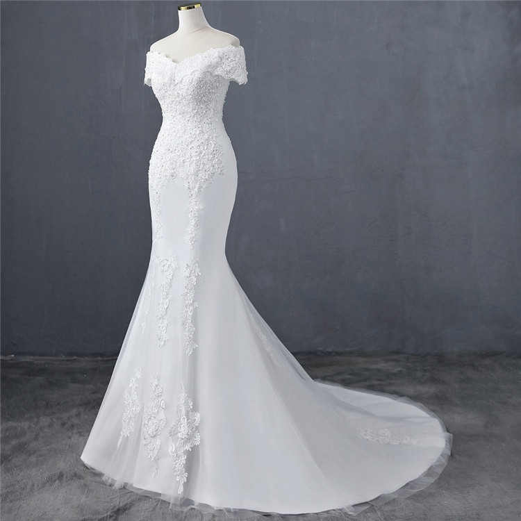 2022 new arrival off shoulder mermaid designer bridal dresses girl wedding dress