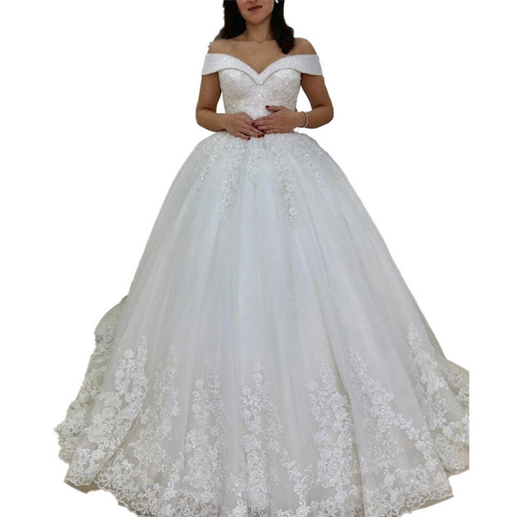 2022 new arrival off shoulder ball gown bridal dresses girl wedding dress