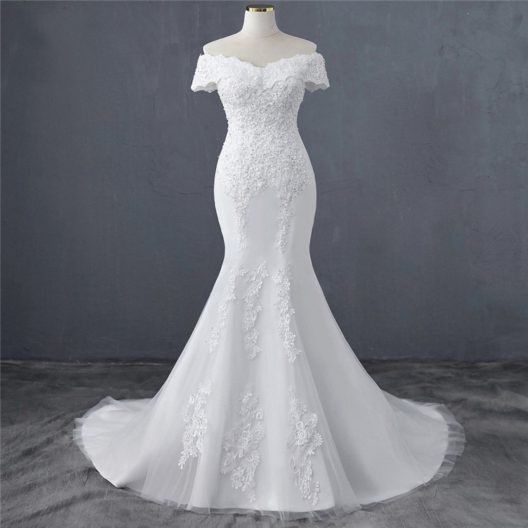 2022 new arrival off shoulder mermaid designer bridal dresses girl wedding dress