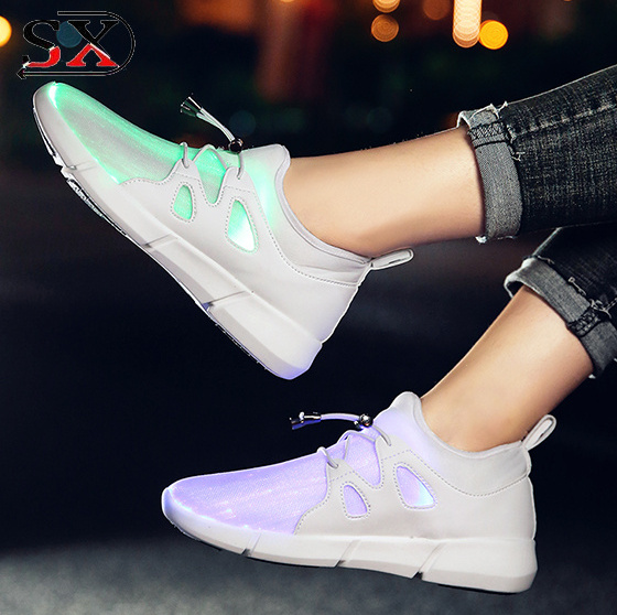 2018 Luminous Rechargeable App Remote Controlled Color Changing Shiny Led Light Up Adult Fiber Optic Tennis Shoes And Sneakers