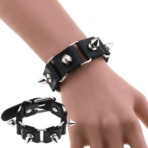 Harajuku Punk Studded Bracelet Goth Link Leather Rivets Cuff Bracelet  Personalized Buckle Wristband Bracelet