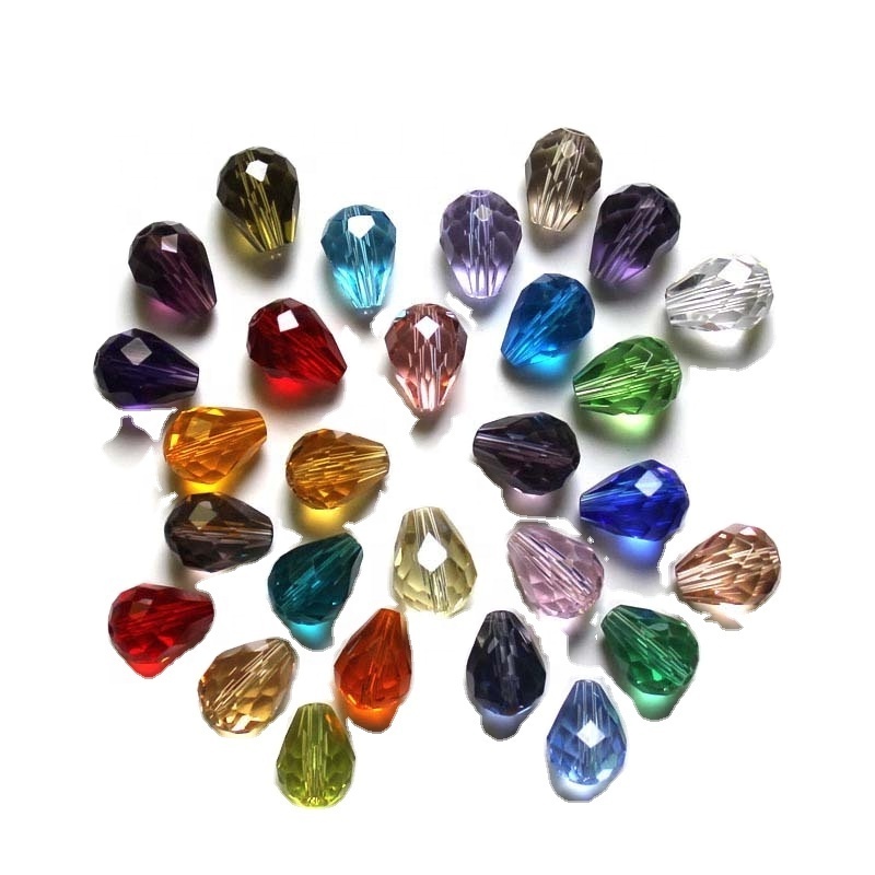 Grade 3A Factory Sale 48 Faceted Crystal Tear Drop Bead 8-12mm Beads With Straight Hole For Jewelry Making