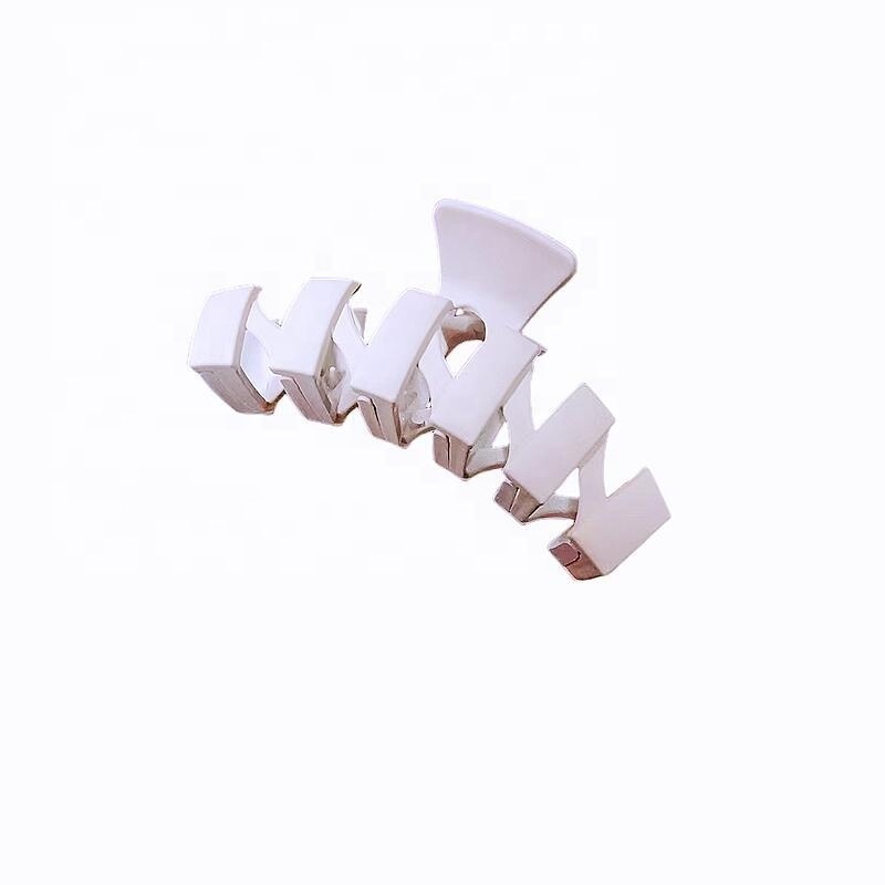 Wholesale wavy ponytail holder shark jaw big zigzag  hair clip claws matte solid color brown black white straight hair clamp