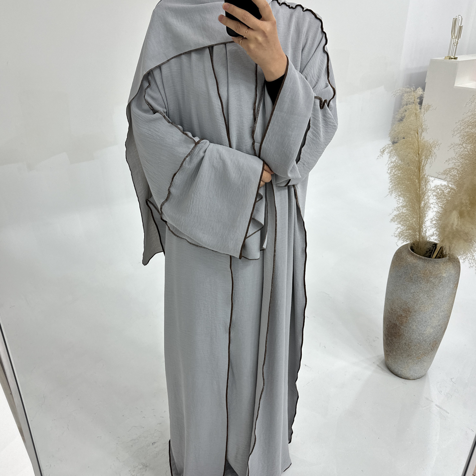 2024 Wholesale Custom EID Islamic Clothing Dudbai Abaya Modest Three Piece With Hijab Set Women Muslim Dress Jazz Crepe Abaya