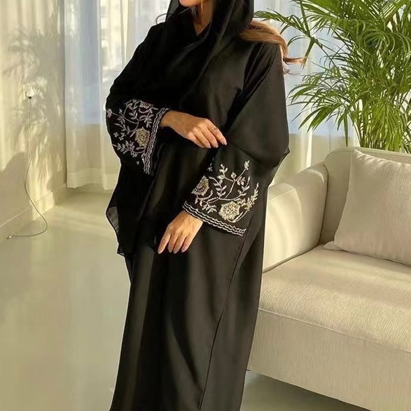 Sharut Wholesale Turkey EID Modest Abaya Girl Muslim Women Dress Luxury Floral Embroidery Sleeves Nida Open Kimono Dubai Abaya